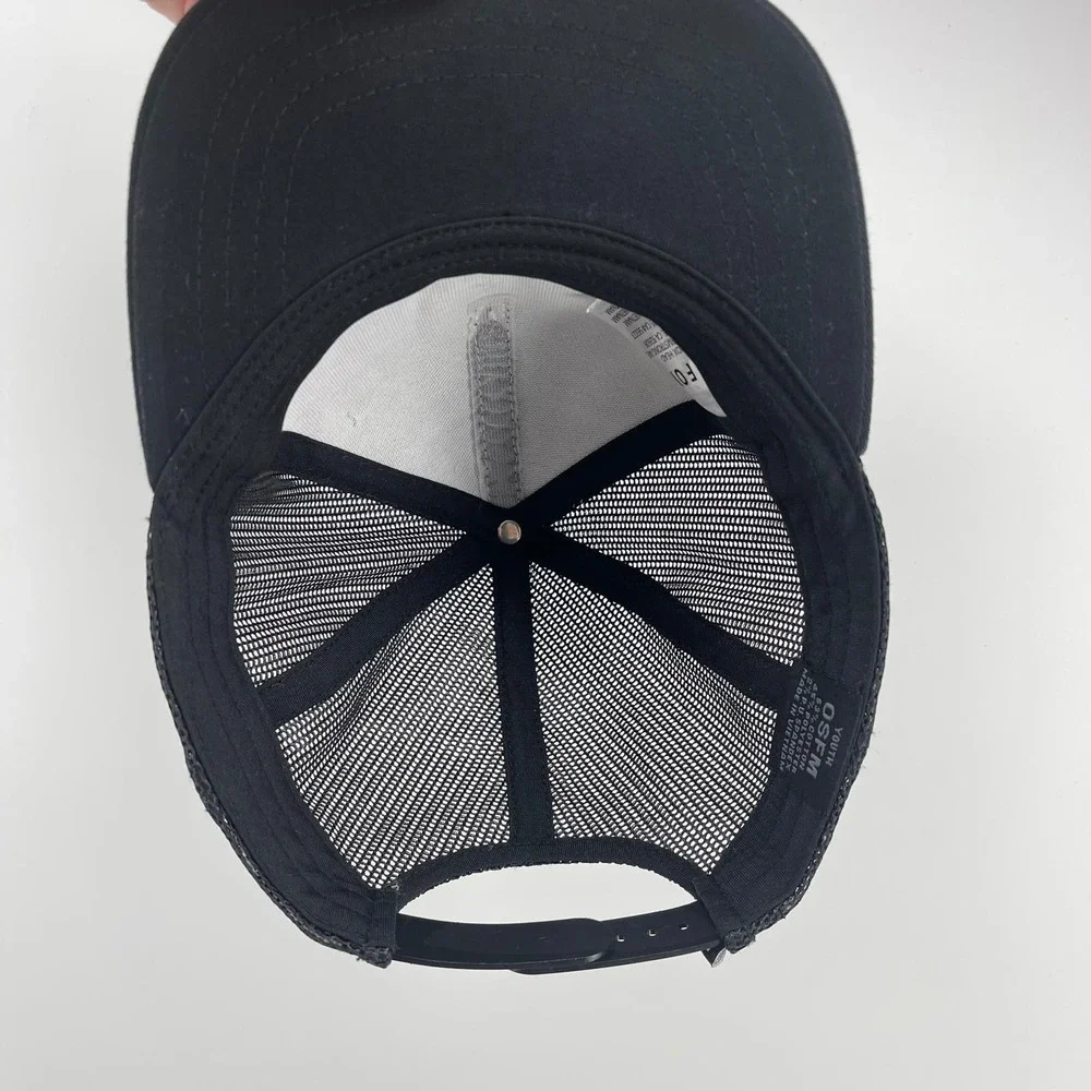 Fox Racing Youth Black Trucker Hat Snapback Mesh Flat Brim Logo Cap OSFM